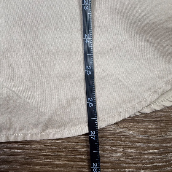 LAUREN Ralph Lauren Snap Button Down Khaki Shirt, Roll-Tab Sleeve, Safari, Sz M - Picture 4 of 13